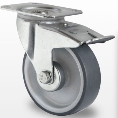 Industri hjul og transport hjul  med Afsmitningsfrit gummi  tynd bane med Dreje gaffel og bremse