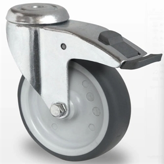 Apparat hjul , afsmitningsfri gummi, PP fælg med Centerhul og bremse plast pedal