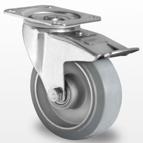 Industri hjul og transport hjul  med Elastisk gummi , aluminium fælg med Dreje gaffel og bremse