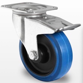 Industri hjul og transport hjul  med Elastisk gummi  med Dreje gaffel og bremse