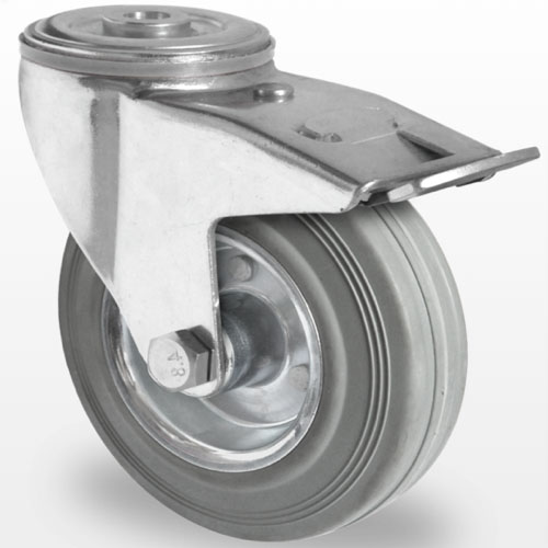 Industri hjul og transport hjul  med PAH gummi , stål fælg med Centerhul og bremse