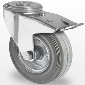 Industri hjul og transport hjul  med PAH gummi , stål fælg med Centerhul og bremse
