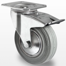 Industri hjul og transport hjul  med PAH gummi , stål fælg med Dreje gaffel og bremse