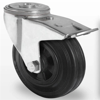 Industri hjul og transport hjul  med REACH godkendt gummi , PP fælg med Centerhul og bremse